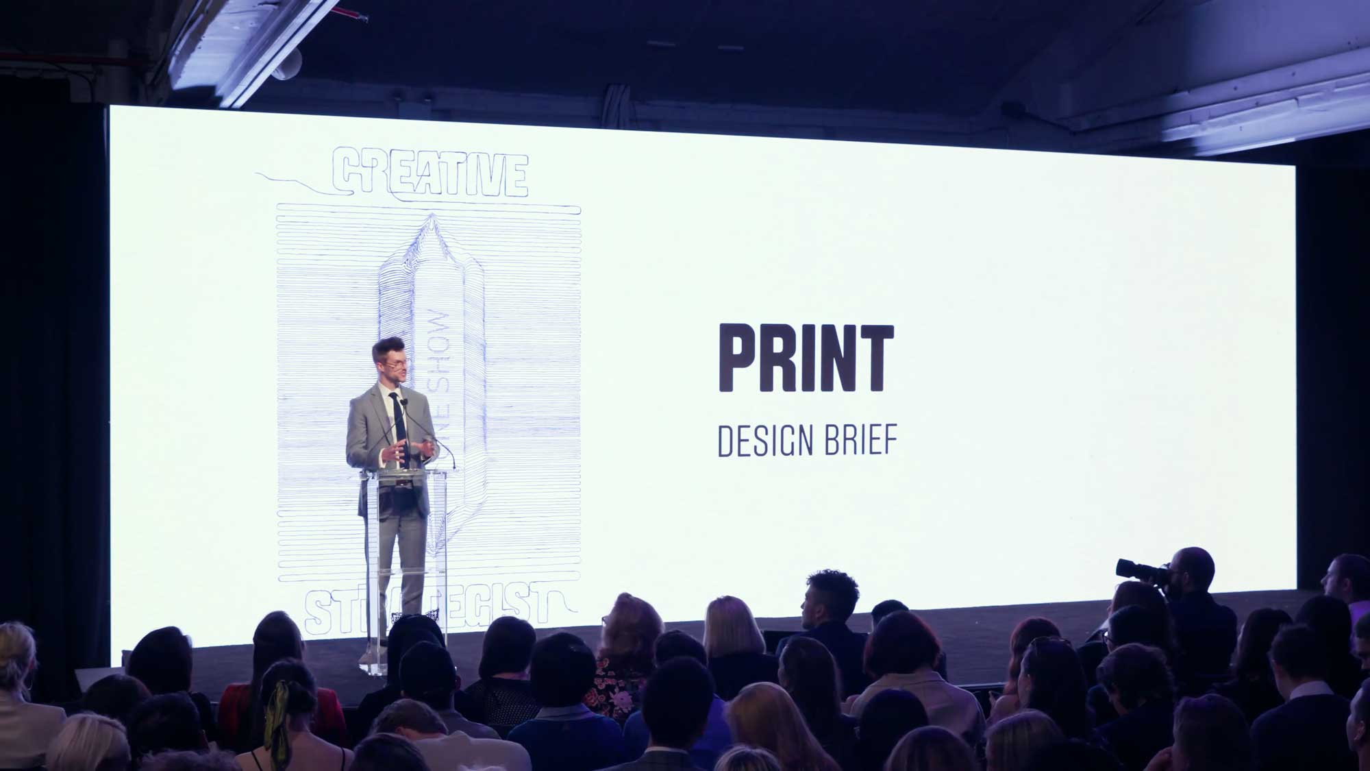 Buena Founder Doug Burnett, and One Show juror, speaks at the One Show Awards
